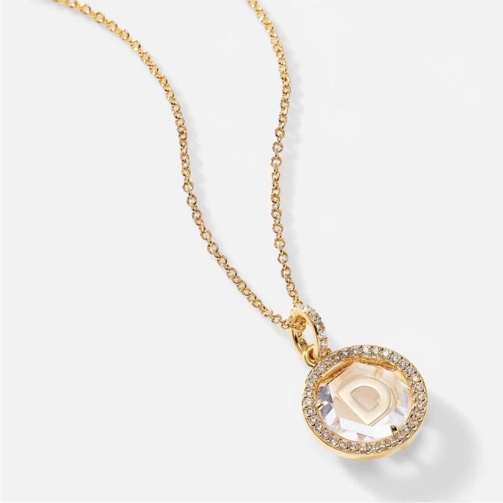 Nadri Initial D Pendant Necklace Stamped Gold tone Chain Monogram Jewelry Casual